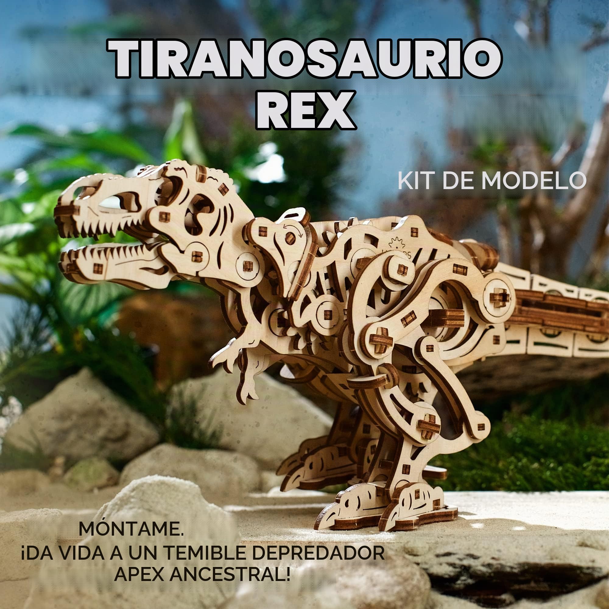 UGEARS Tyrannosaurus Rex - Maqueta Madera 3D para Adultos - Puzzle Madera 3D Mecánico - Modelismo Maquetas para Construir Y Montar - Maqueta 3D Dinosaurio Set de Rompecabezas Adultos
