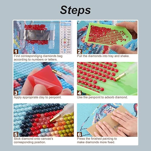 Miniatura 6 de Stalente Kits de pintura de diamantes para adultos, cardenal 5D DIY kits de arte de diamantes para principiantes, pintura de diamante redonda para