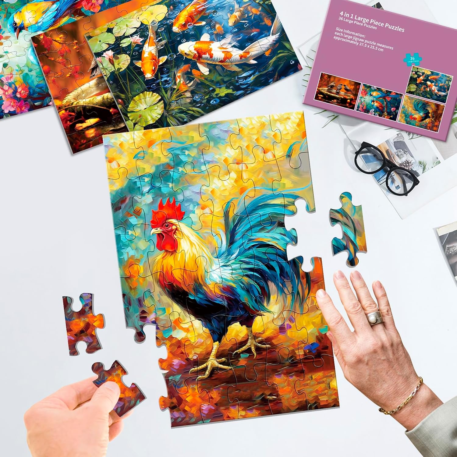 Puzzle De 150 Piezas De Tiburón En Acuarela – Rompecabezas De 35x25 Cm Con Póster 1:1 Para Adultos Y Niños