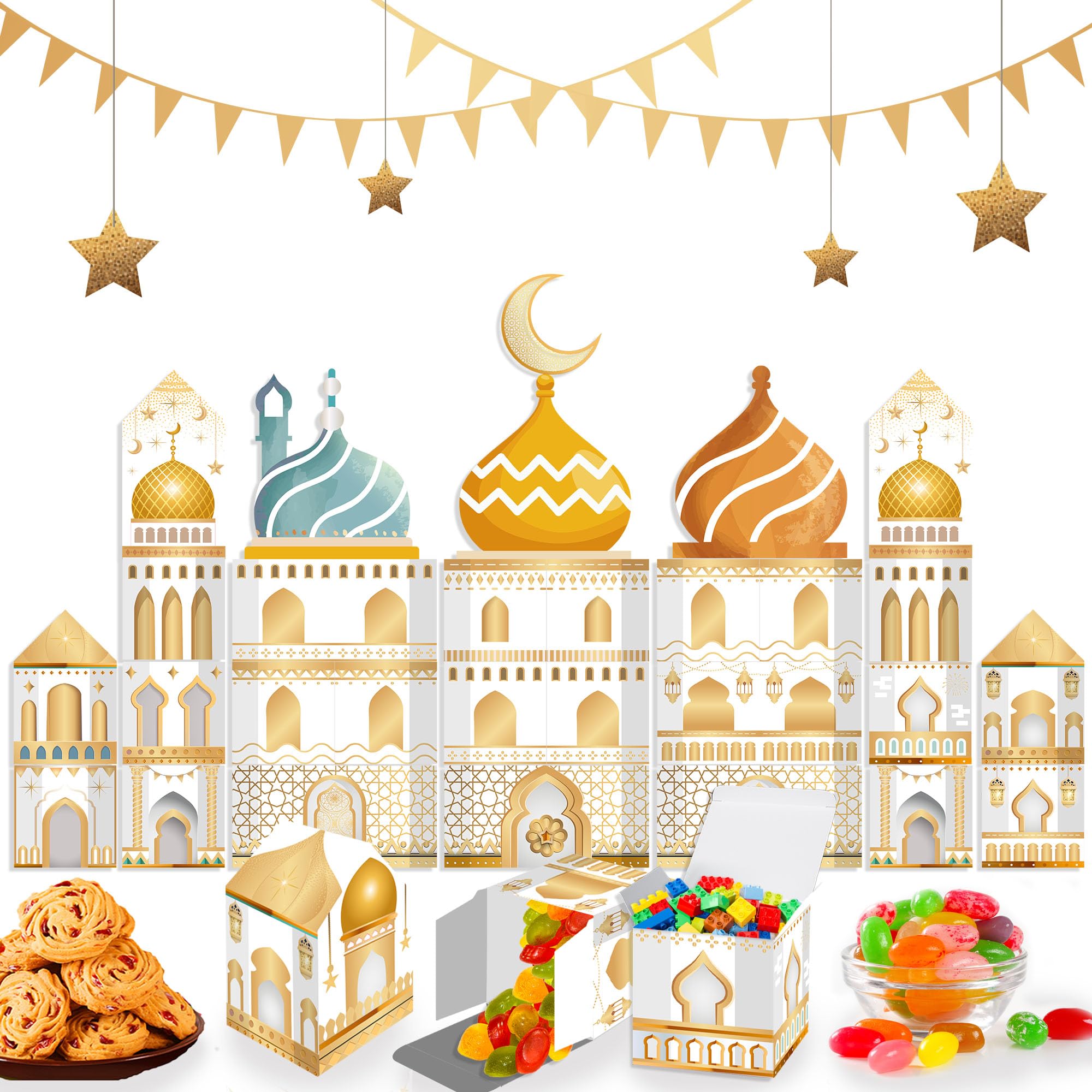 DIY Ramadan Advent Calendar Boxes 2025, 30 Days Eid Mubarak Cardboard Number Boxes Ramadan Countdown Calendar Refillable Ramadan Gift Box for Kids Adults