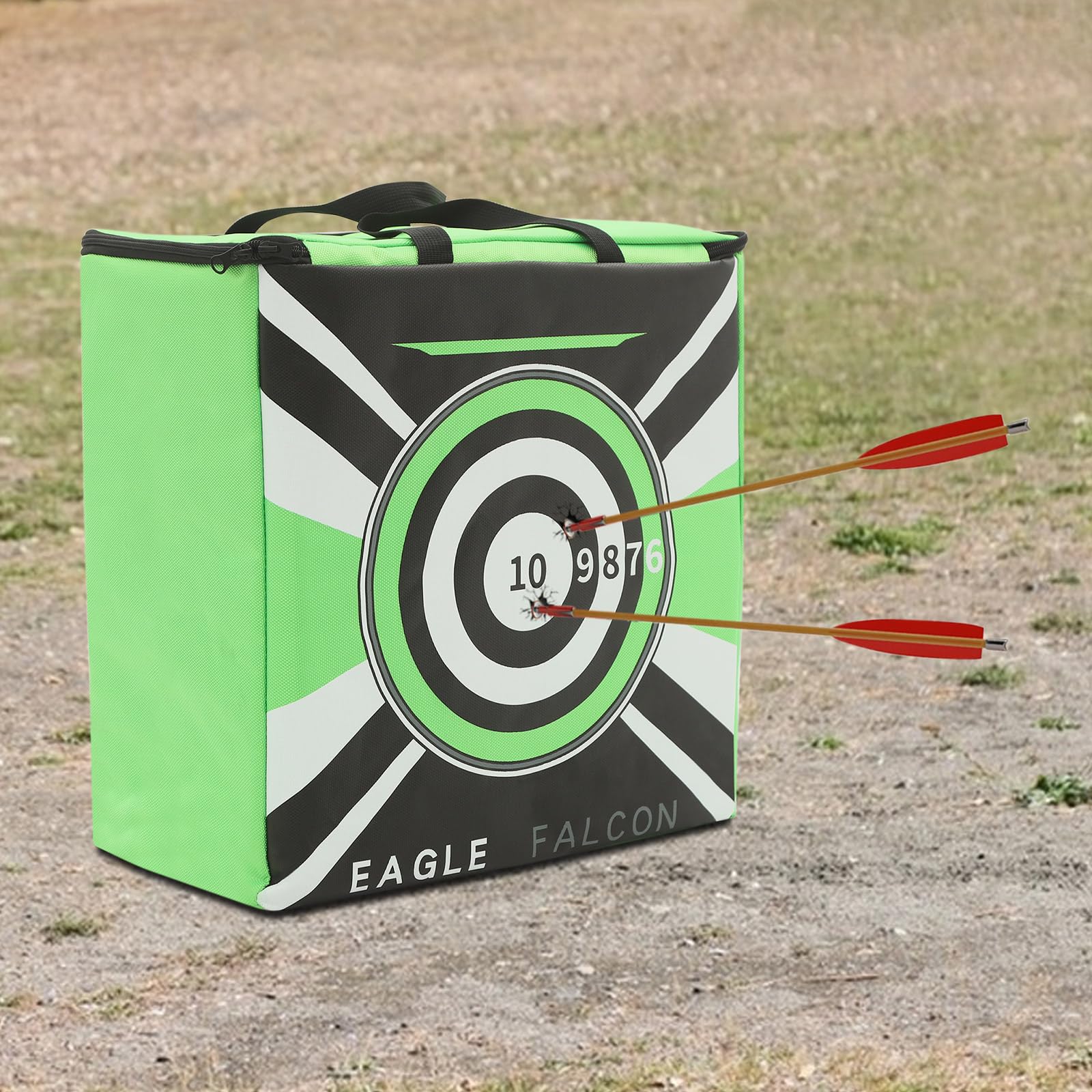 Cible Tir À l'arc 40Cm Sac Oxford 60Lbs Réutilisable Intérieur Extérieur, Cible Arc Arbalète Adulte Enfant Stand Tir Entraînement Technique Carré Noir Vert Portable