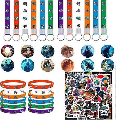 UINE 86 piezas de dinosaurios contra monstruos suministros para fiesta de cumpleaños para temática de película de monstruos incluyendo 12 pulseras
