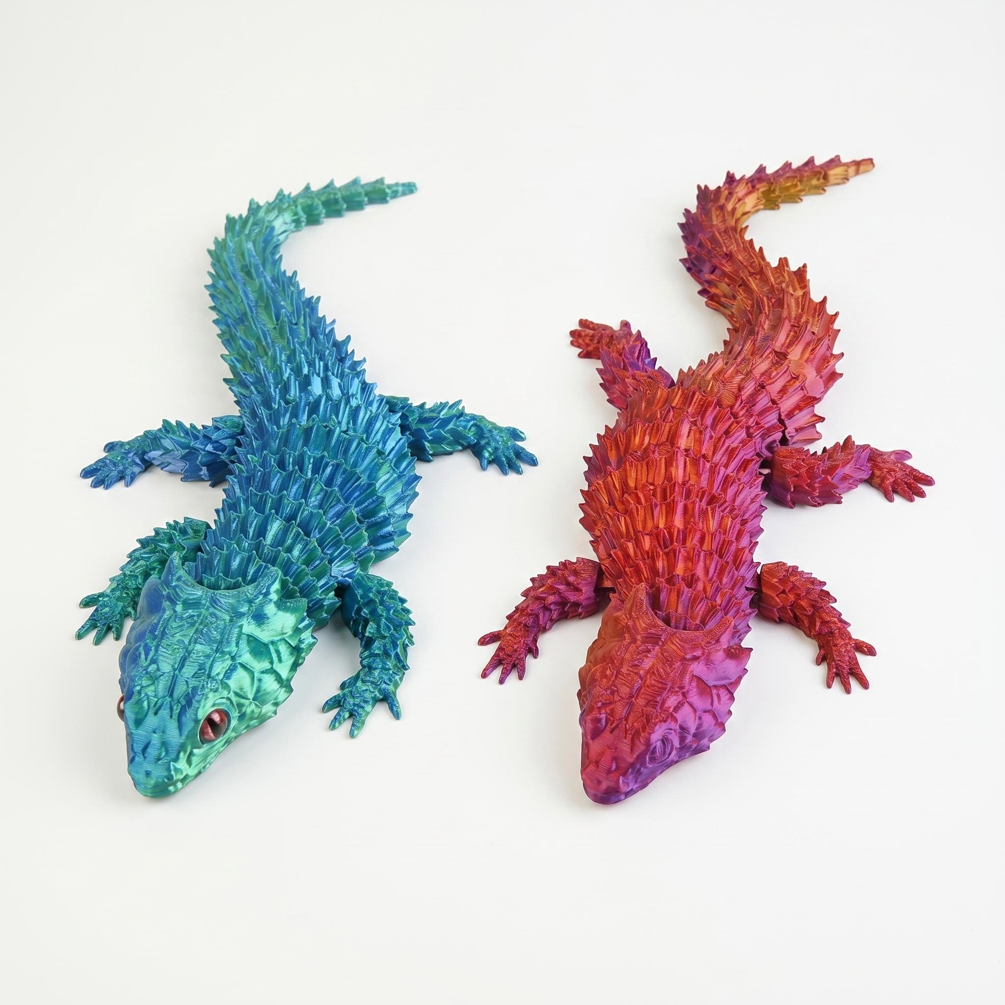 Copbopwn 3D Printed Lizard Toy 24cm 3D Printed Animals Flexible Colour-Changing Fidget Toy Articulated Wall Climbing Lizard Toys for Office Desk Decor & Stress Relief for Adults Teens Gift (Set 1)