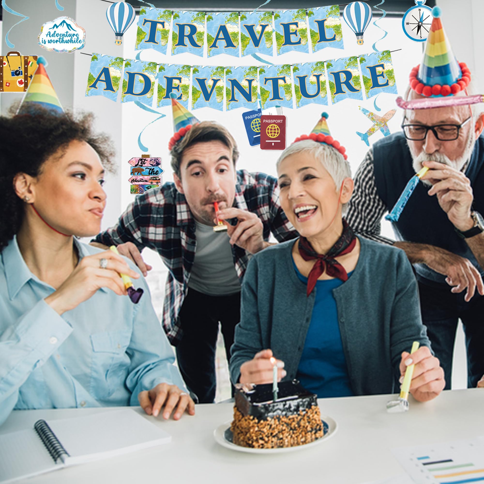 WERNNSAI Party-Hintergrund 'Bon Voyage' – 180 X 109 Cm, Reise-Thema Für Geburtstag & Abenteuer-Party