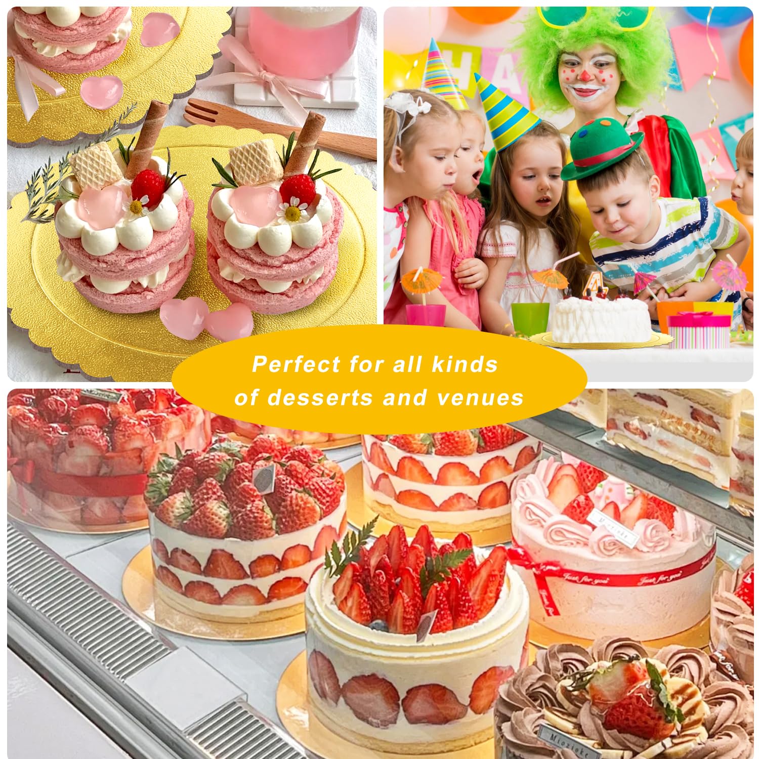 Sottotorta Tondo Cake Board Vassoio Torta Rotondo 30cm sotto torta rotondo 6Pcs Base Torta Cartone per Decorazione di Torte di Matrimoni e Feste di Compleanno (12 inch Gold)