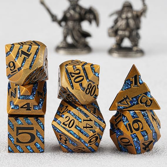 Premium Inlay Metal Dice Set, Heavy Zinc Alloy DND Dice for Serious RPG Players