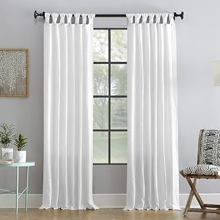 Archaeo Washed Cotton Twist Tab Curtain, 52" x 108", White