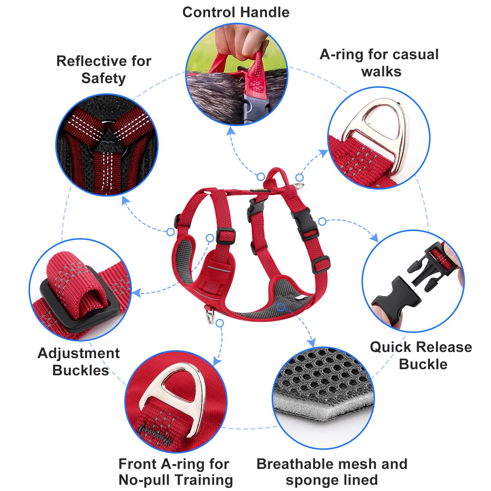 Plutus Pet No Pull Dog Harness, Reflective Adjustable Dog Vest Harness with Handle, Escape Proof - Image 2
