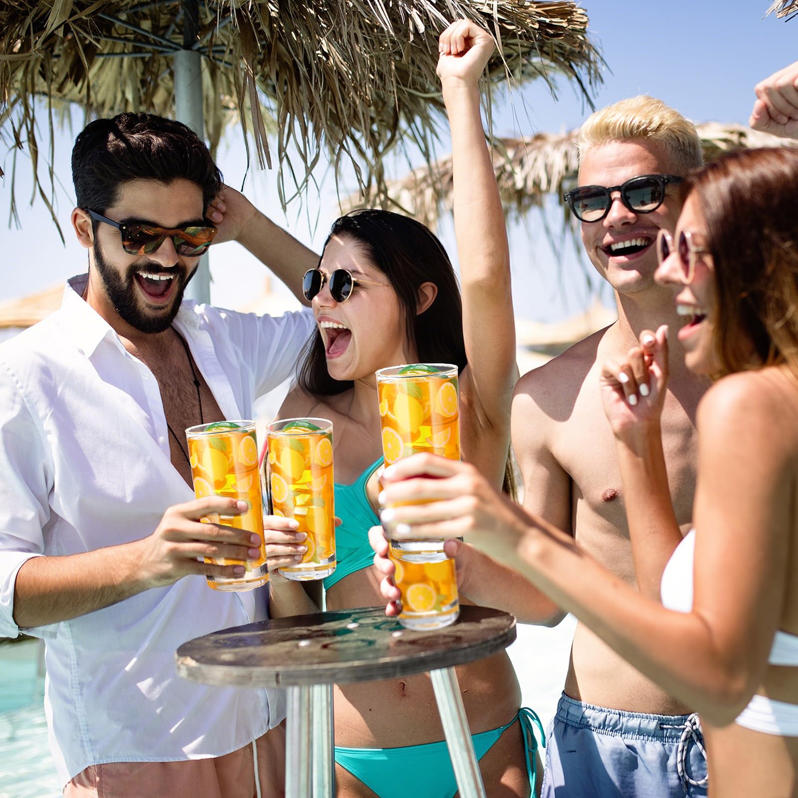 LemonRoad Highball-Gläser mit Zitronenmuster, 284 ml, Zitronen-Trinkgläser, Sommer-Trinkgeschirr oder Eistee, Cocktails, Saft-Sommer-Zitrusmotive, 6 Packungen