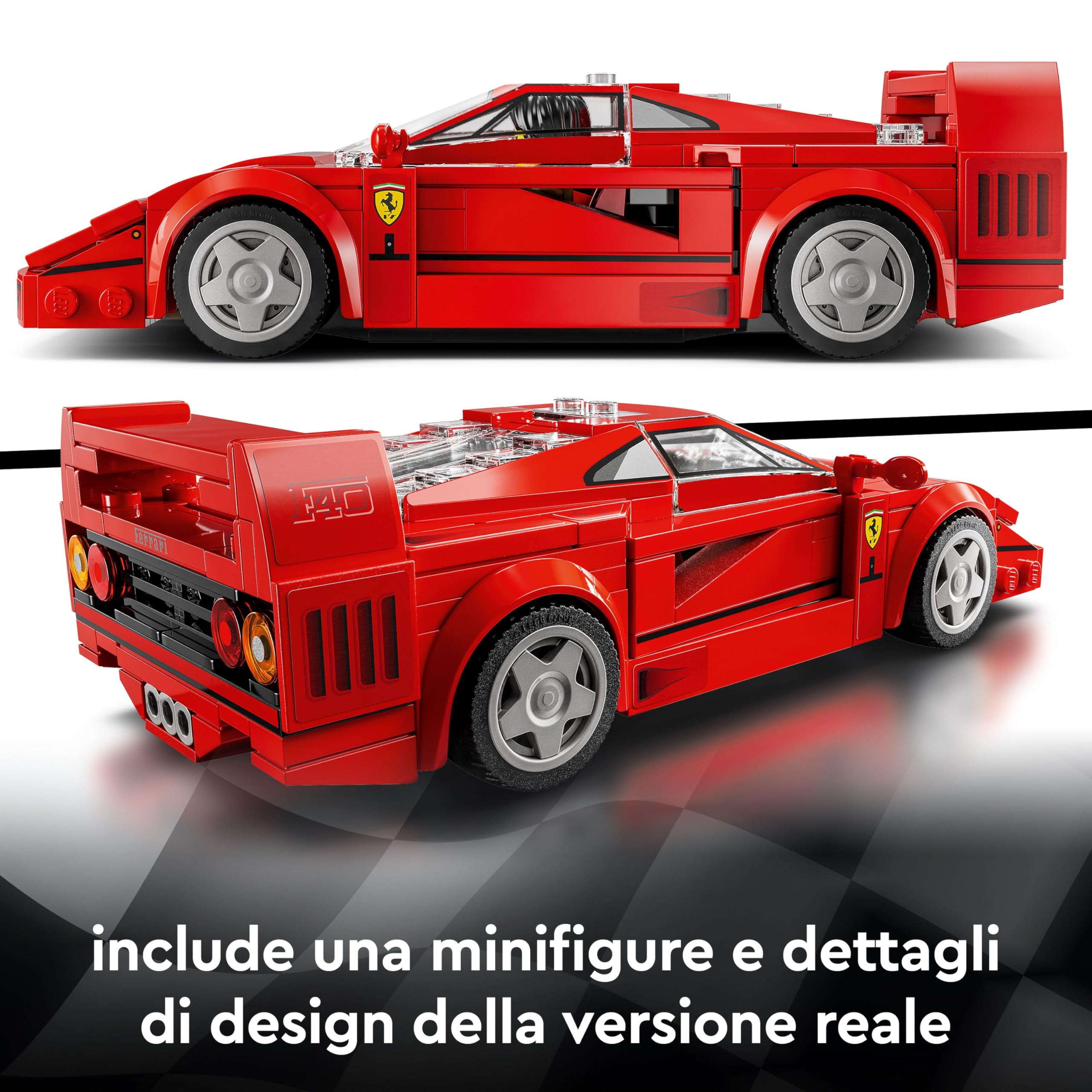 LEGO Speed Champions Supercar Ferrari F40, Modellino di Auto Sportiva da Costruire, Macchina Giocattolo da Collezione con Minifigure del Pilota, Giochi per Bambini e Bambine da 9 Anni in su 76934