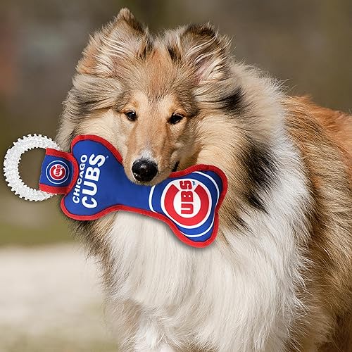 Miniatura 5 de MLB Chicago Cubs - Juguete dental con forma de hueso para perros con chirriador. Juguete PET resistente para diversión saludable, dentición y