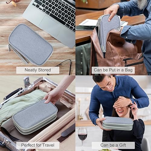 Vista 374 de FYY Organizador para cosas electrónicas, para viajes, para cables, cargadores, celular y auriculares, estuche portátil, impermeable, doble capa