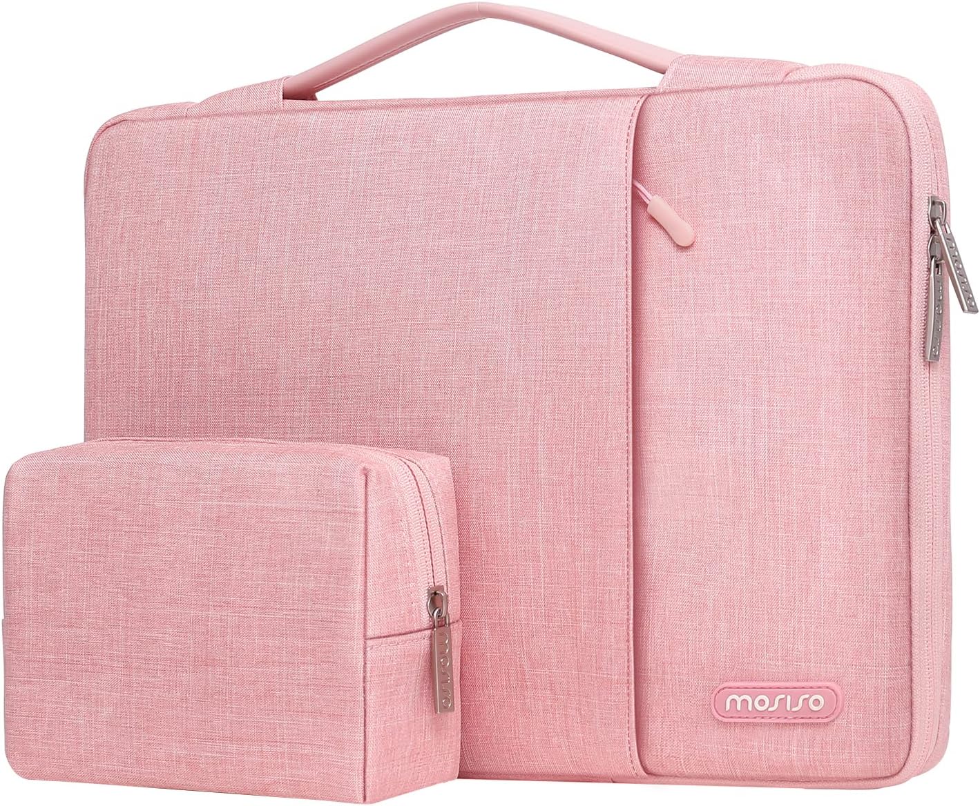 360 Protective Laptop Sleeve Compatible with MacBook Air/Pro, 13-13.3 inch Notebook, Compatible with MacBook Pro 14 inch 2025-2021 M1 A2442, Vertical Bag with Small Case&Trolley Belt, Pink