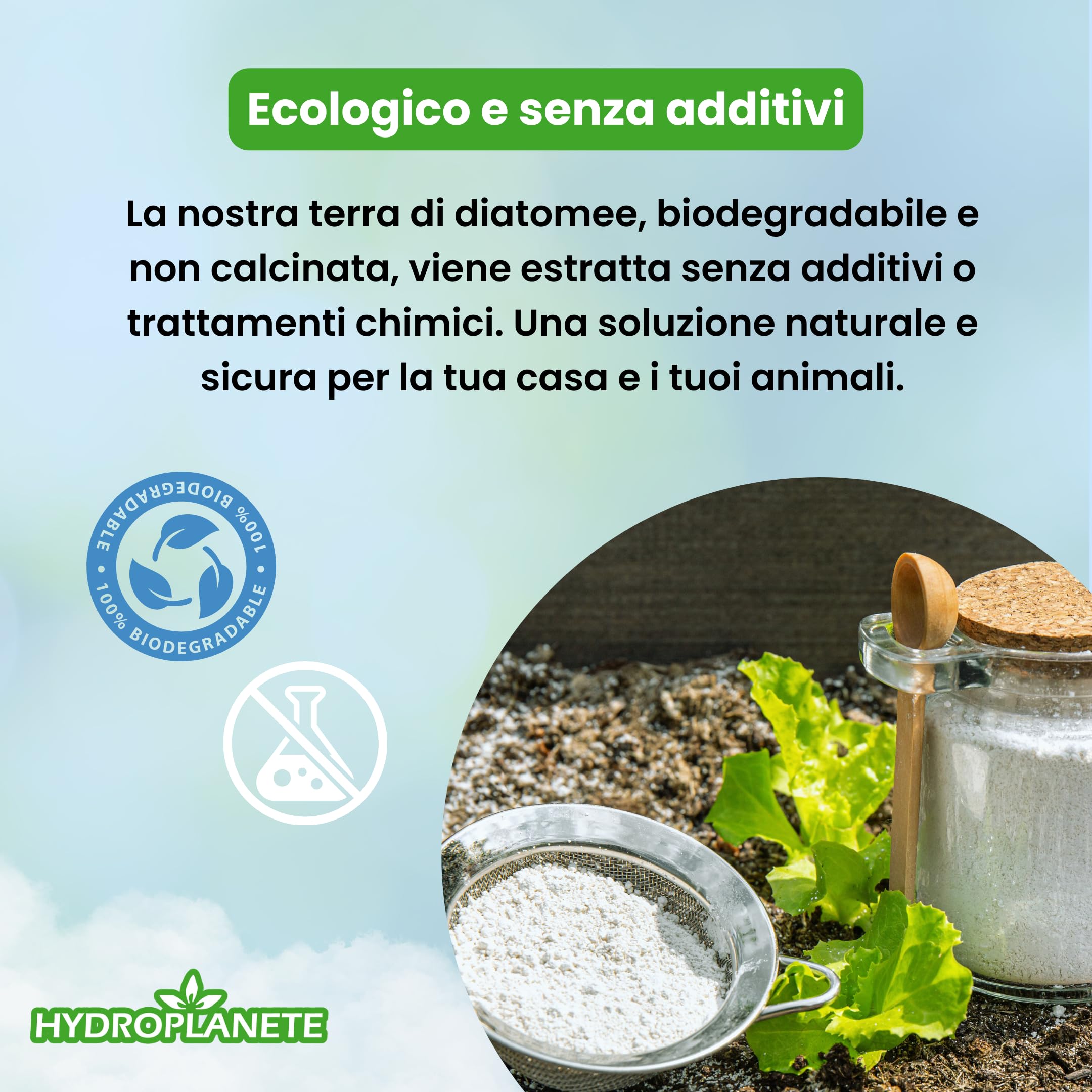 Terra di diatomee grigia multiuso | Polvere alimentare e igiene animale | Senza additivi e 100% naturale | Prodotto in Francia | Disponibile da 350 g a 25 kg | Hydroplanete (3 kg)