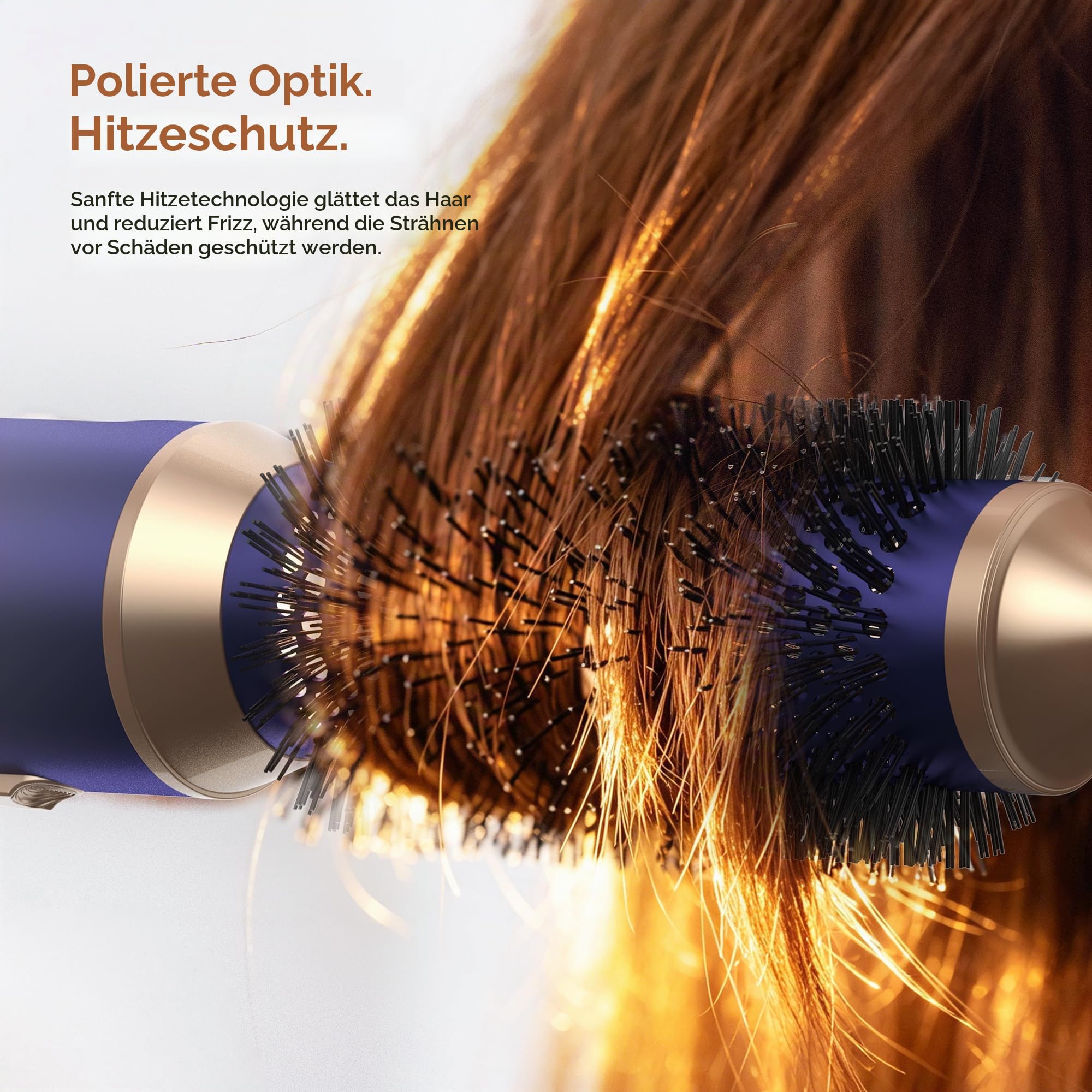 UKLISS Hairstyler 6 in 1 Air Styler Set [mit Diffusor], Pro Hair Styler Set | LCD Display 1000w Haartrockner mit Diffusor, Air Lockenstab Rundbürstenföhn, Föhnbürste, Glättbürste - Gold Blau