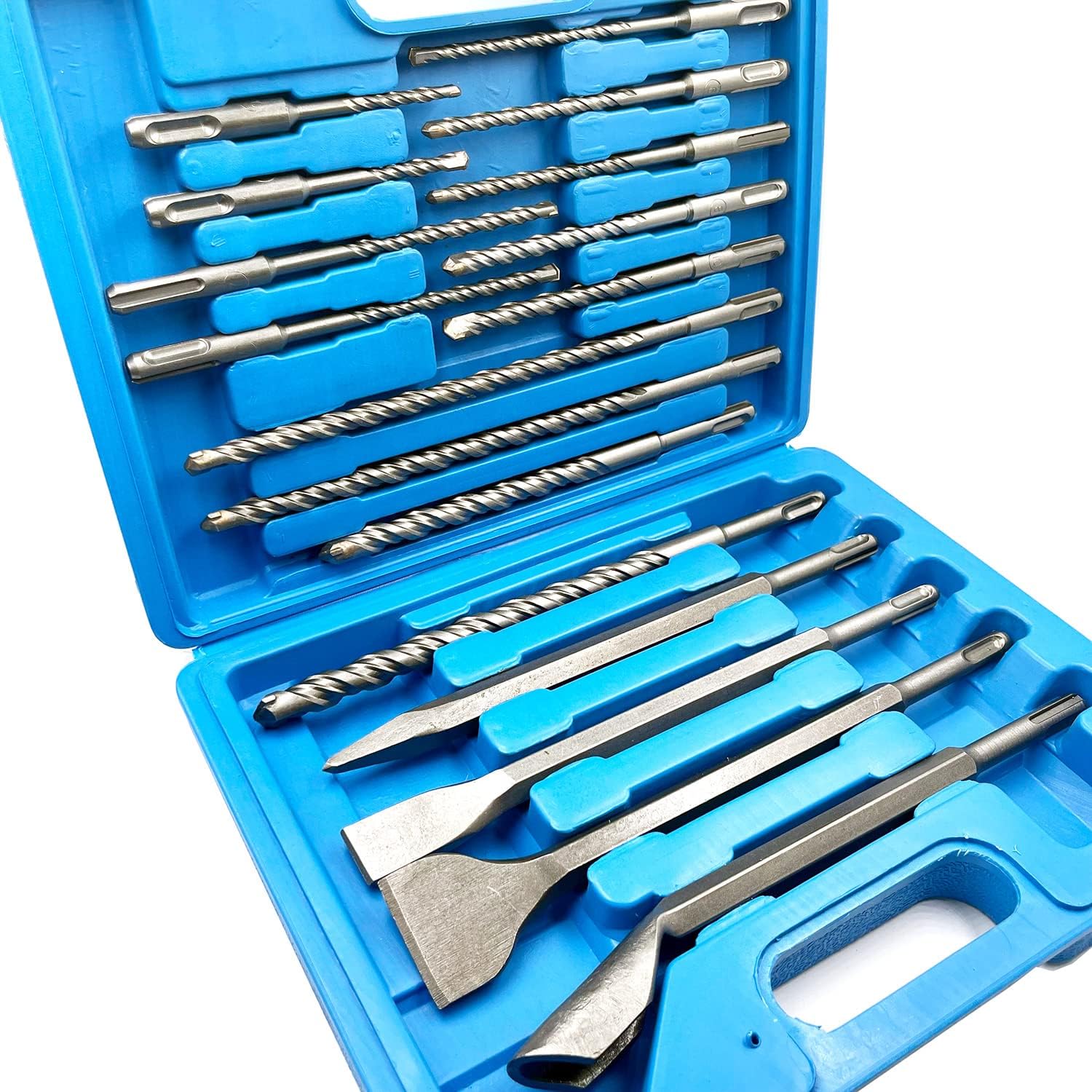 Rotary Hammer Drill Bits Set & Chisels- 17 Pieces SDS Plus Concrete Masonry Hole Tool for Concrete，Brick,Block,Stone,Masonry