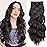Fliace Clip in Hair Extensions for Women Dark Brown Long Wavy Hair Extensions Clip Ins 6PCS 24 Inch Synthetic Soft and Natural Thick Hair Pieces for Women
