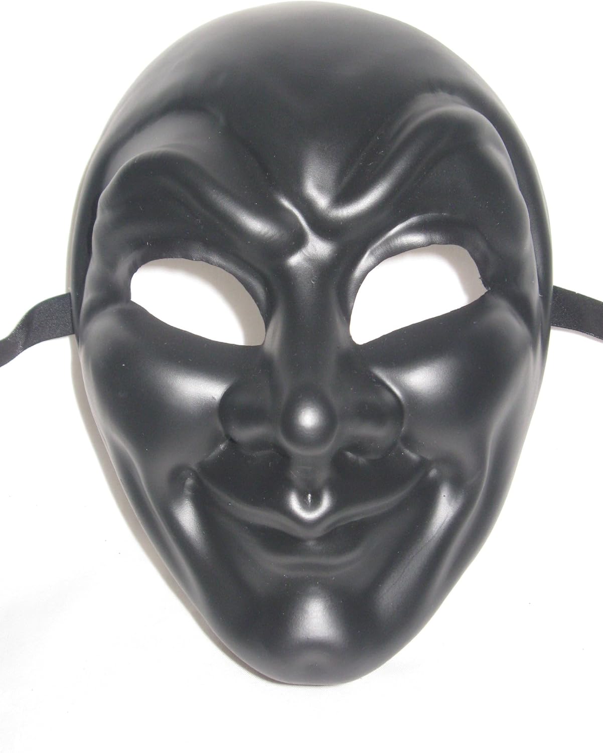 Flat Matte Black Joker Venetian Masquerade Party Mask Made In Italy