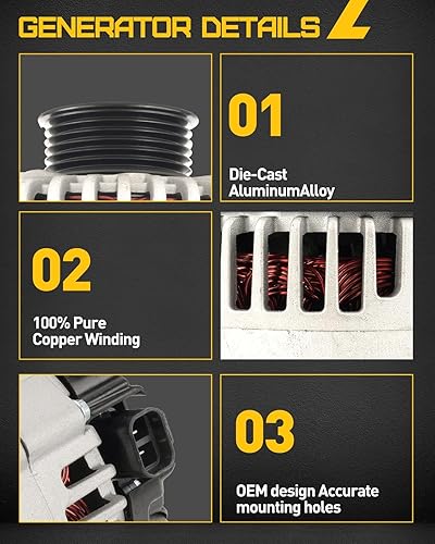 Miniatura 6 de KAC Alternadores y generadores, Alternador apto para Aveo Swift 1.6L 2004-2008,Wave 2005-2008,Alternador automotriz reemplazar 8483N3P