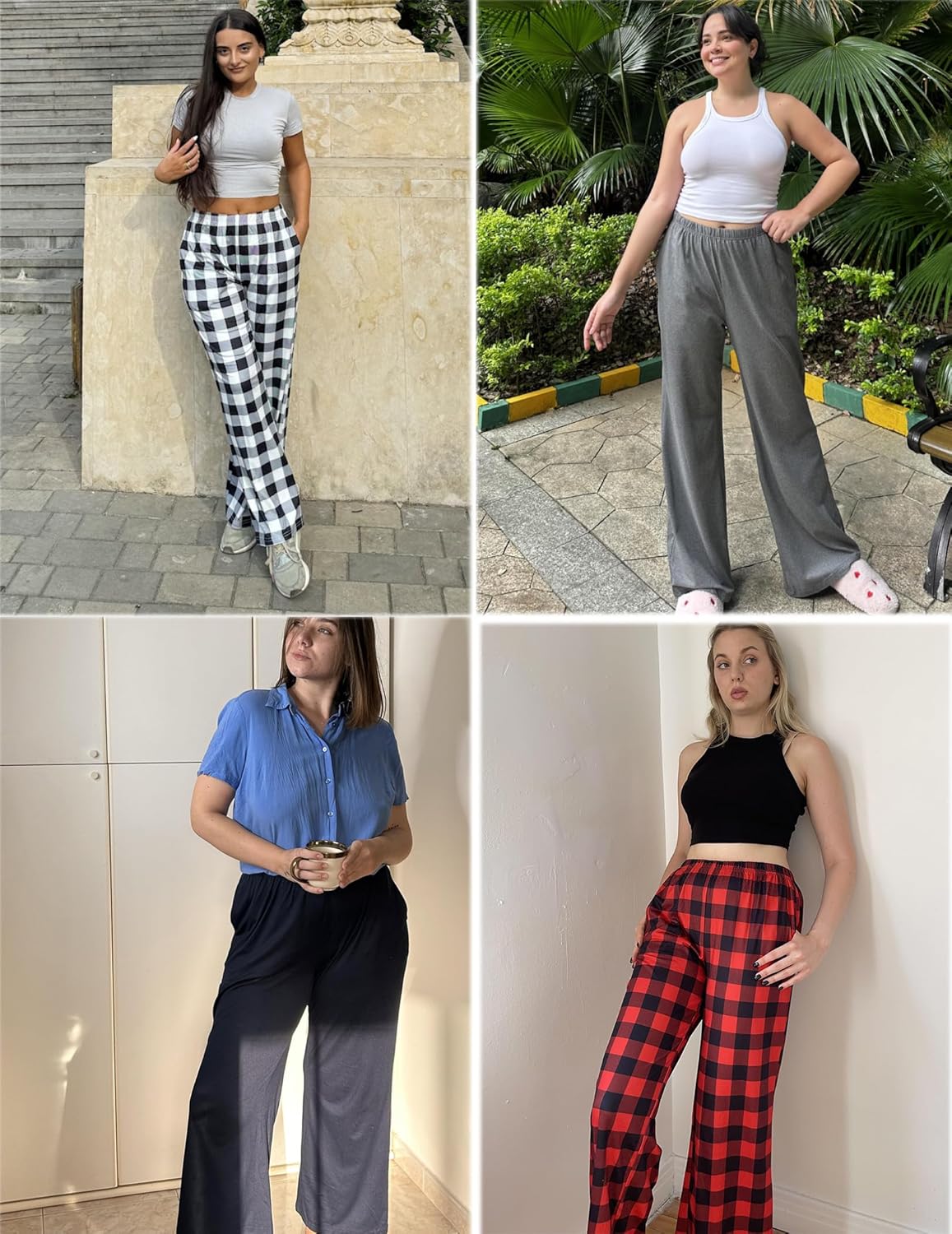 Ekouaer 2 Pack Women Pajama Pants Soft Casual Pajama Bottoms Comfy Wide Leg Sleep Pants Pj Bottoms with Pockets - Image 5