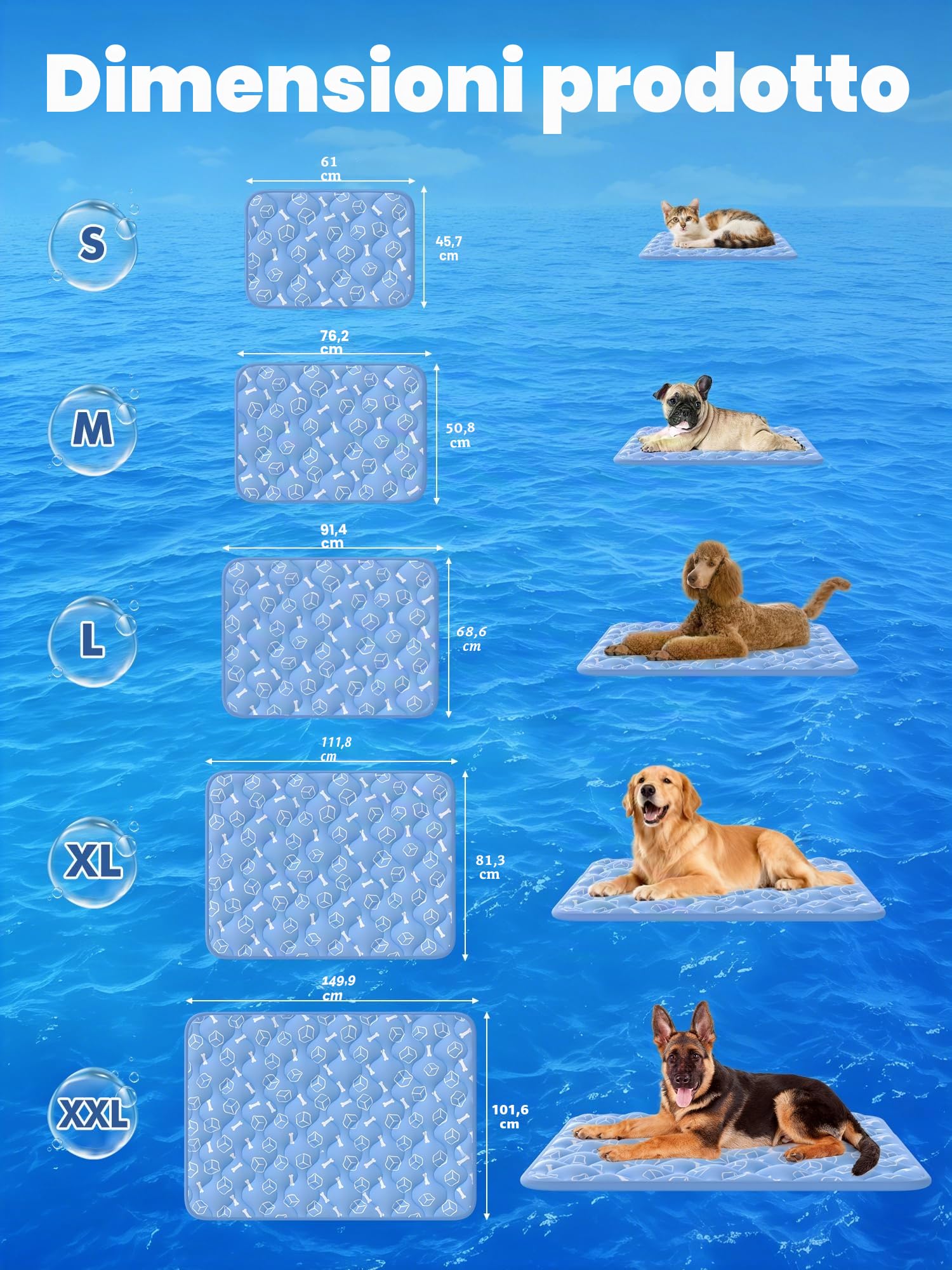 Rywell Tappetino Rinfrescante per Cani e Gatti 80×110cm, Lavabile Non Tossico