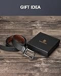 BOSTANTEN Mens Belt Leather Reversible Belts for Men 1 3/8" for Work Business Casual Golf Dress Pants, Two-in-One Belt Gift