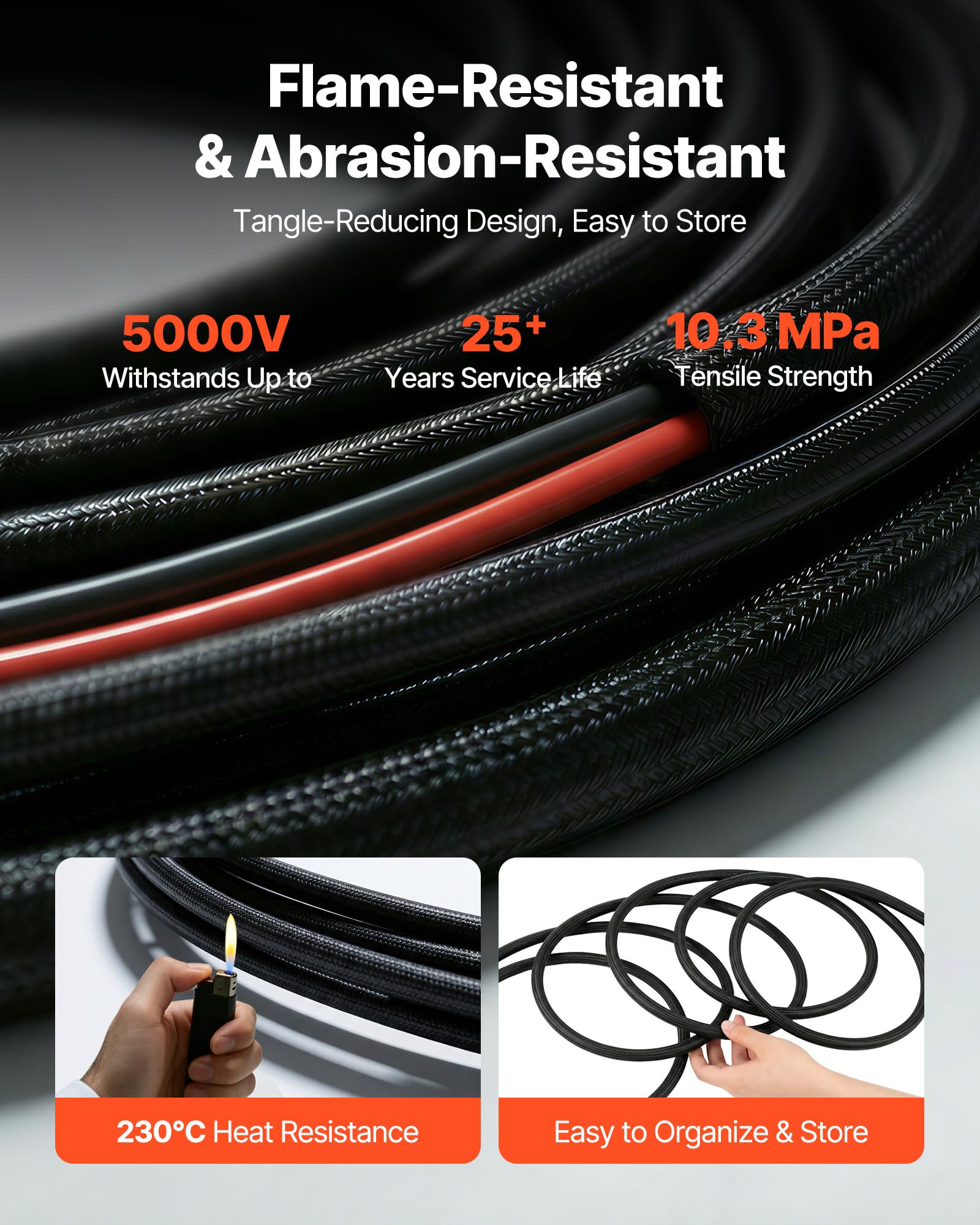 VEVOR Cavo di Prolunga per Pannello Solare Cavo per Modulo Pannello Solare 6 mm² Prolunga con Connettori MC4 9,14 m per Uso Esterno Auto Camper Guaina Protezione Ignifuga Impermeabile IP67 1500 V CC