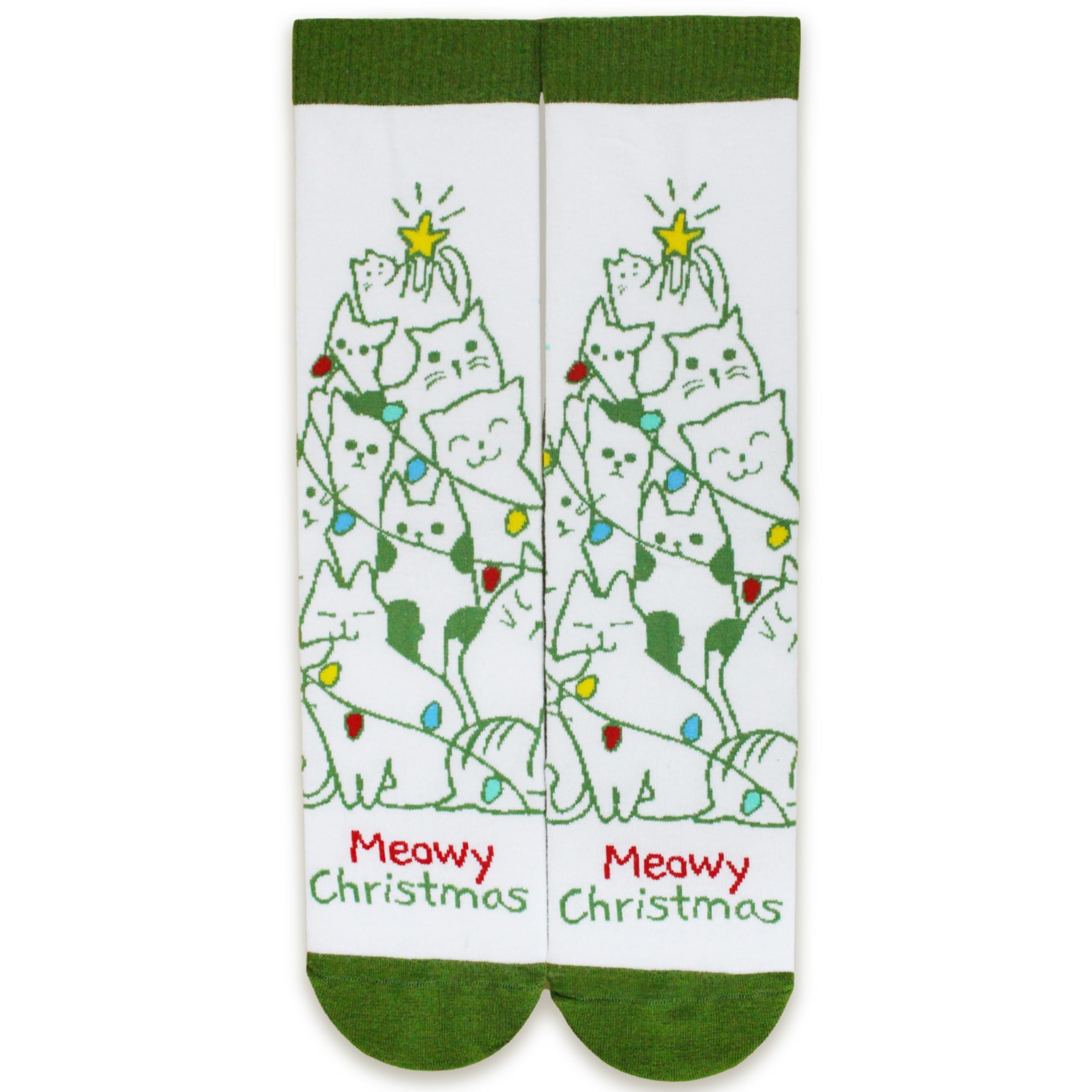 NQDWX Christmas Socks For Women Men,Meowy Christmas,Gifts For Cat Lovers,Colorful Novelty Funky Socks Gifts For Christmas Birthday Thanksgiving.(015)
