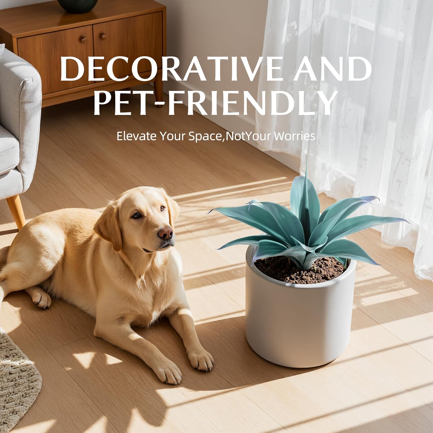 Ttranewsoo Artificial Agave Plants,Large UV Resistant Fake Agave Planters 12" for Indoor and Outdoor Decorating Tropical Plant Succulents Greenery Indoor Decor (Blue,2Pack)