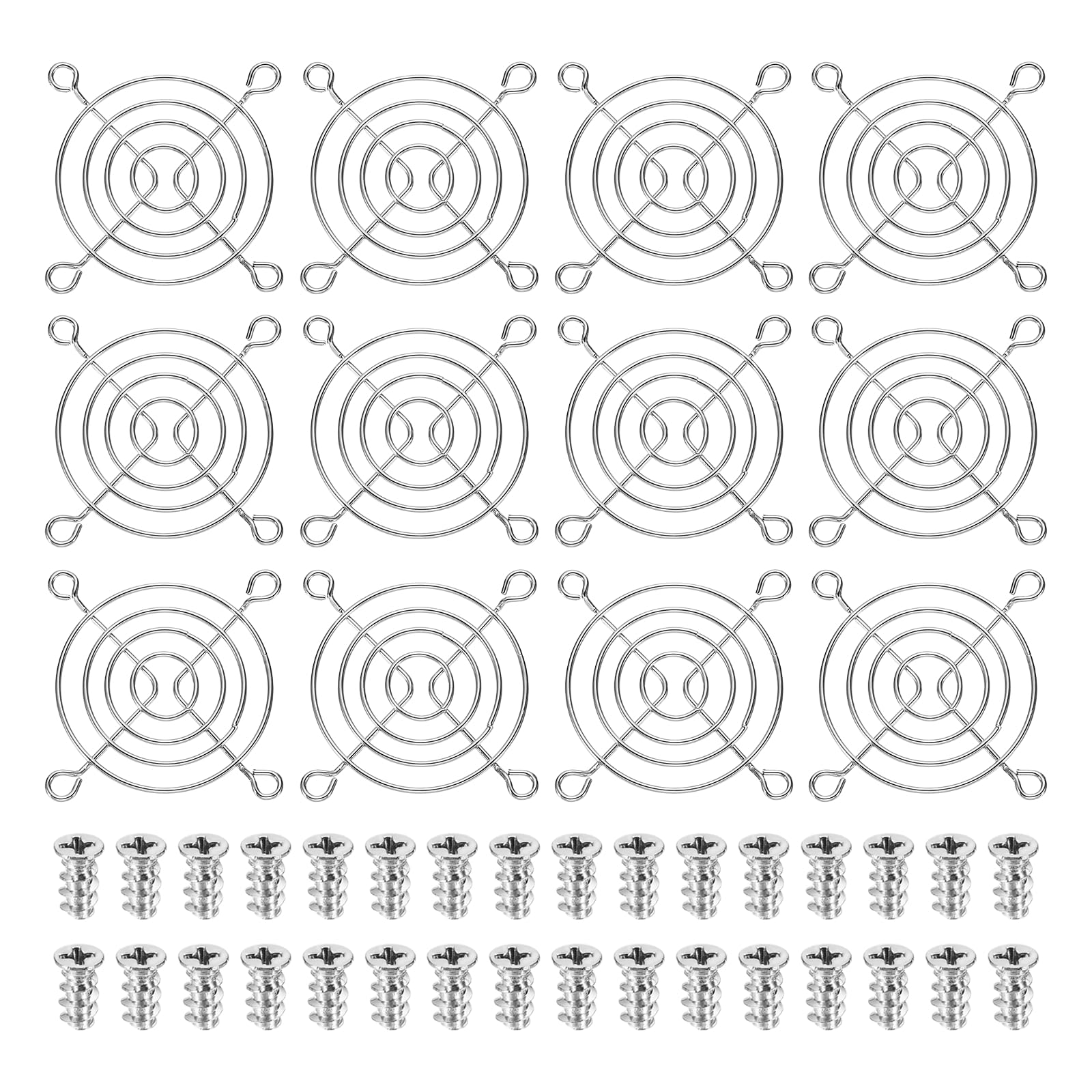 PATIKIL 60mm Fan Finger Grill, 12 Pcs Metal Ventilation Grill Guard Cover with Screws for Industry Workshop Computer Household Refrigerators Air Conditioning, Silver
