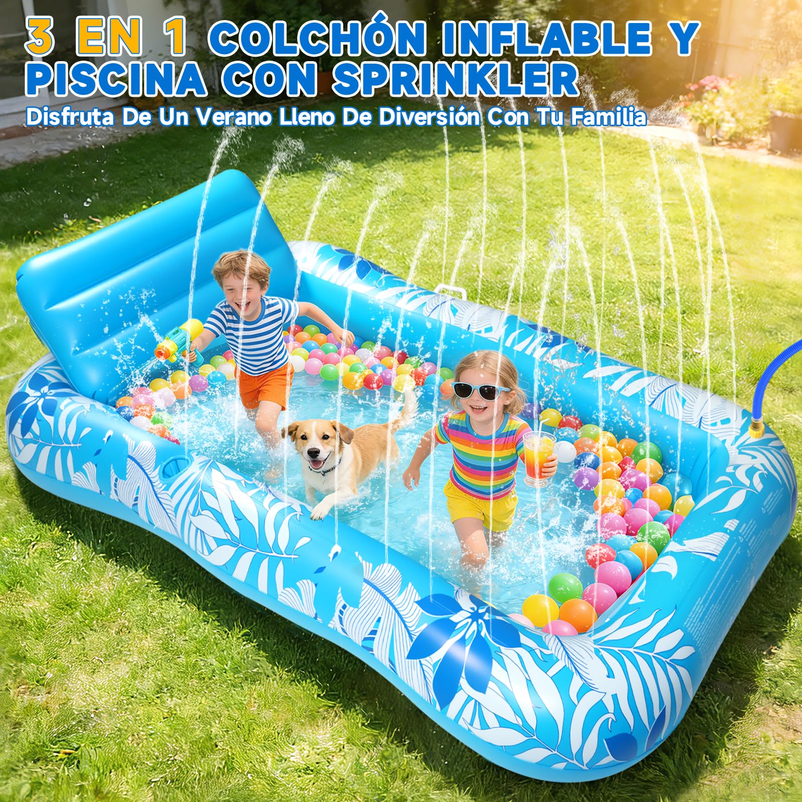 Colchonetas Piscina Adultos, Flotador Inflable Piscina Aspersor 210 × 130 cm, Colchoneta Hinchable Piscina - Cojines & Posavasos, Tanning Pool Piscina, Jardín, Césped, Playa