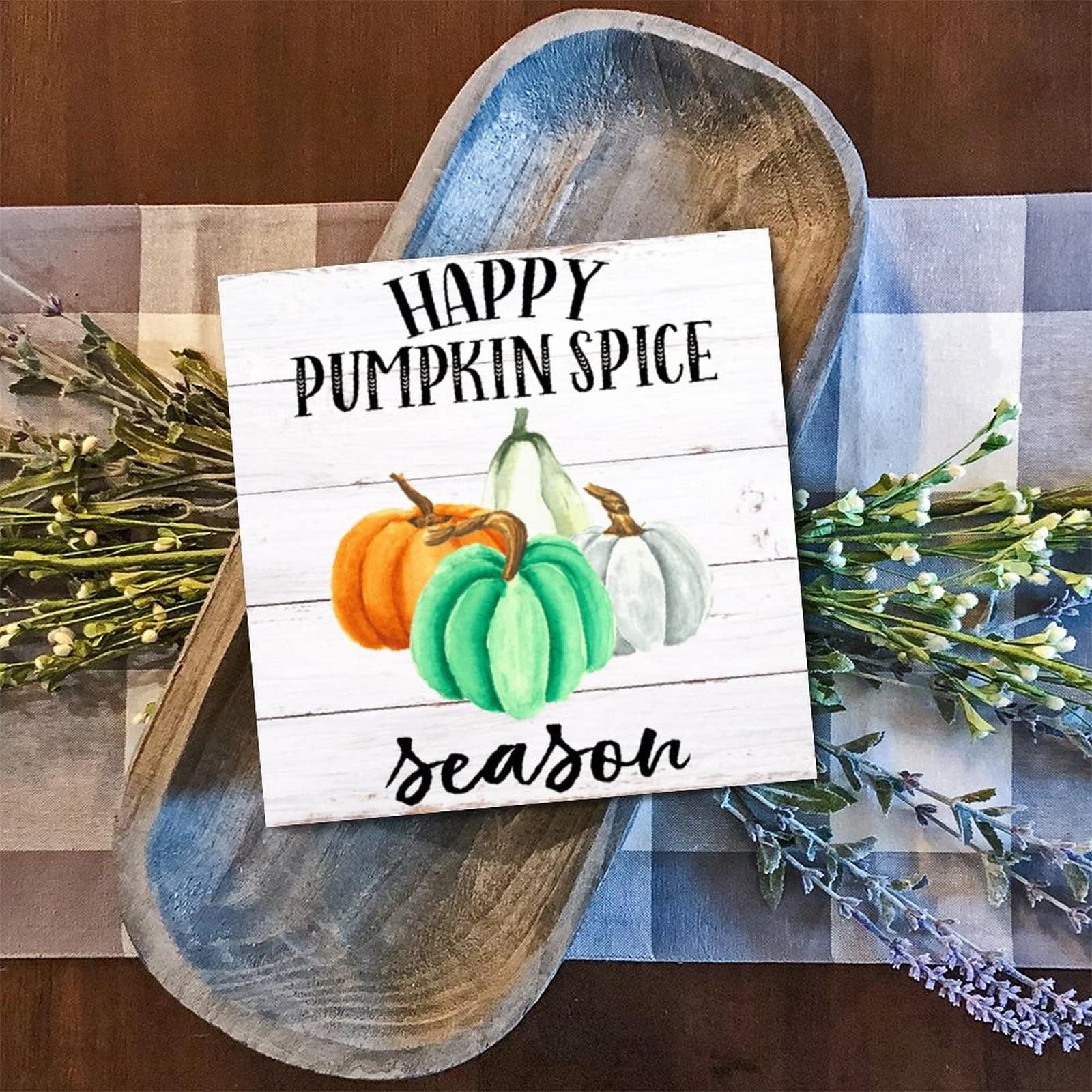 Plaques en bois Happy Pumpkin rustiques aux finitions soignées