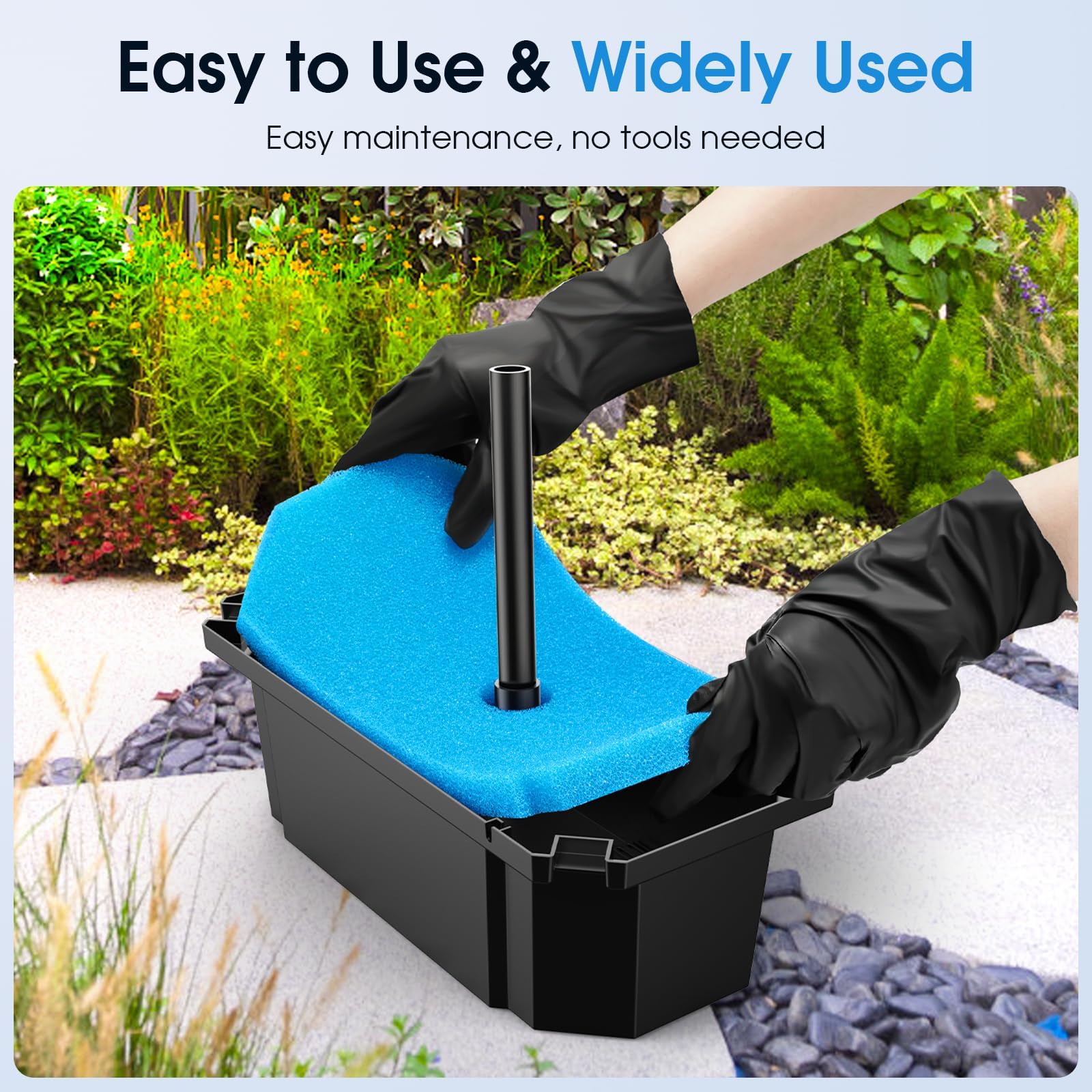 POPOSOAP Pond Filter with Pump Fountain Kits, 2500 L/H Pond Filter with 40W Pond Pump & Fountain Kit, Koi Pond Filters for Outdoor Ponds Clean, Clear, and Add Water Features(Corded Electric) — view 8