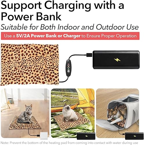 Miniatura 2 de Calentador de calefacción USB para gatos, perros pequeños y mascotas, batería segura 5V2A, funciona con batería, 3 ajustes de temperatura, lavable,
