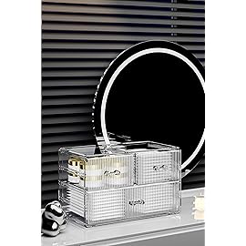 ZHIAI Stackable Storage Drawers, Acrylic Bathroom Counter Organizer Clear Makeup Organizers for Vanity, Kitchen Cabinets, Bathroom, Undersink, Home Organization and Storage (5 Drawers, Pattern E)