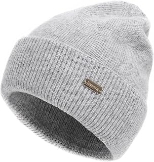 jaxmonoy Wool Knit Beanies Winter Hats for Women and Men Soft Cashmere Warm Double Layer Ladies Skull Beanie caps