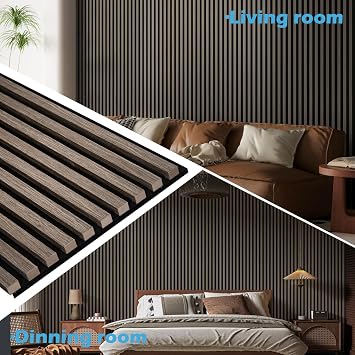 Art3d 108 x 12 in 3D Fluted Soundproof Wood Slat Wall Panel, 2-Pack, Walnut | Reduce Noise, Durable, Sustainable, Moisture Resistant, Easy Mounting, Low Maintenance, Long Lasting, Home Decor, Office Use