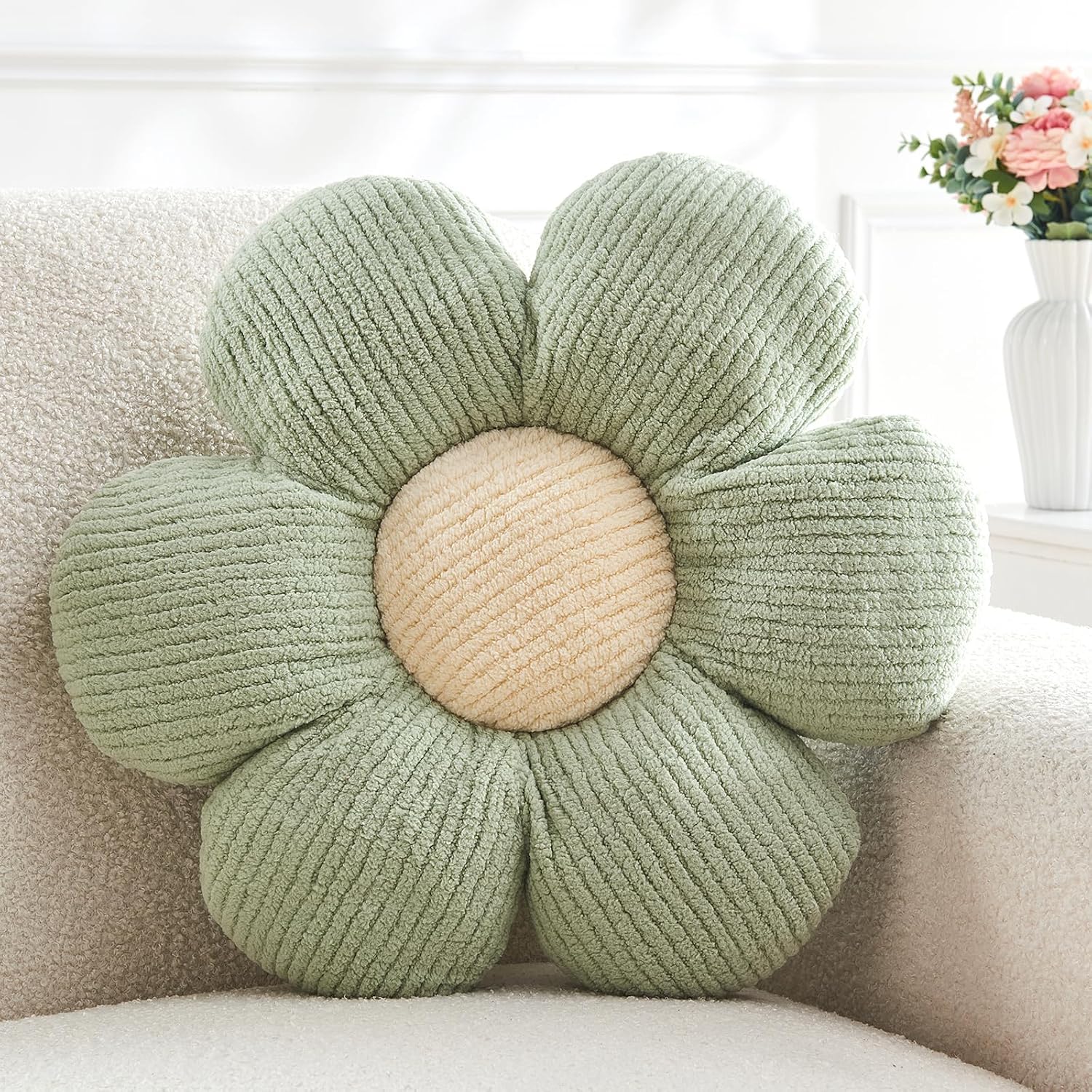 Flower Throw Pillow,Sage Green Flower Shaped Pillow Decorative Throw Pillows for Sofa, Couch,Bed,15.7” Soft Daisy Pillow Floor Seating Cushion for Home Decor Flower Throw Pillow,Sage Green Flower Shaped Pillow Decorative Throw Pillows for Sofa, Couch,Bed,15.7” Soft Daisy Pillow Floor Seating Cushion for Home Decor