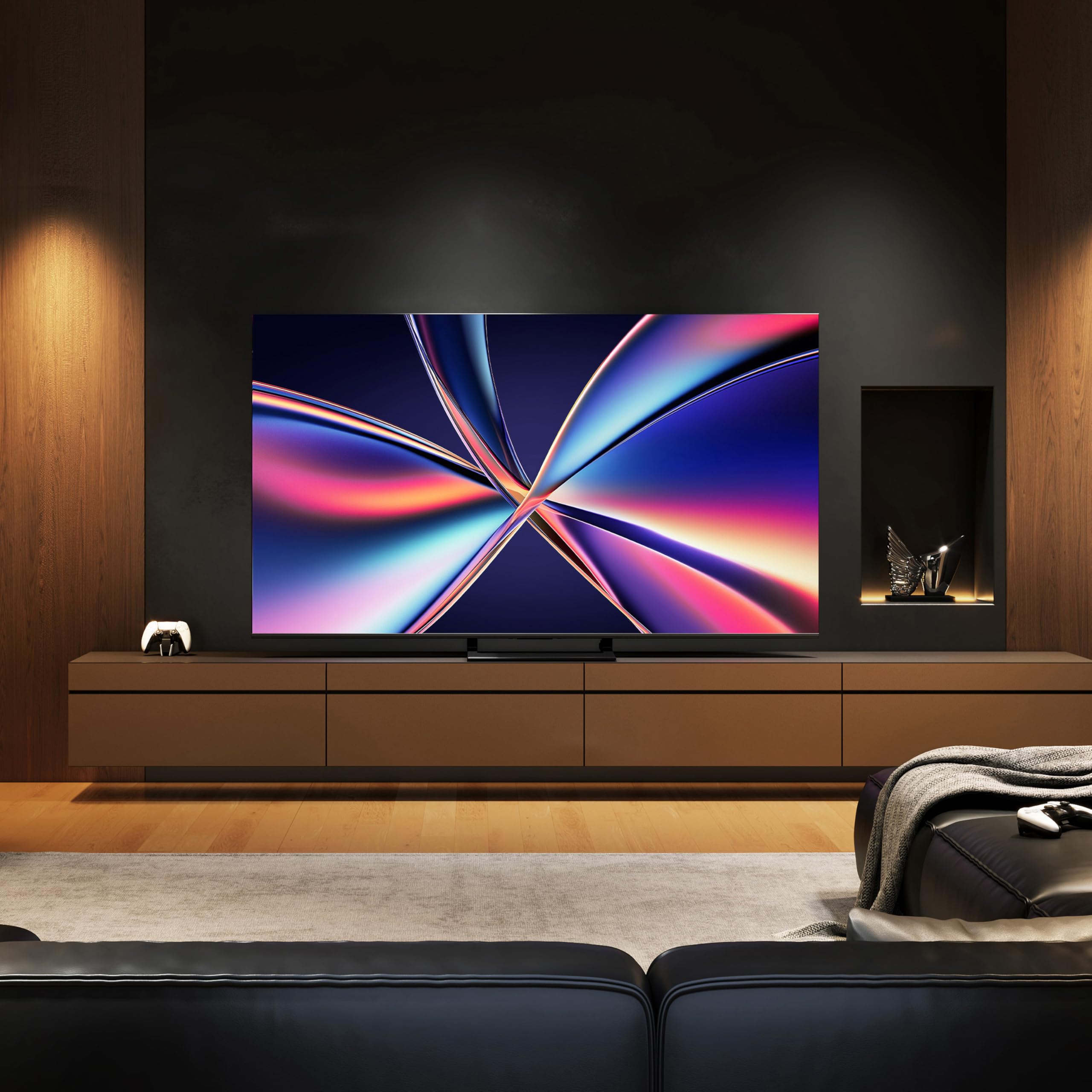 Hisense 65E89Q Fernseher, 65 Zoll (164cm), 4K ULED Mini LED, Smart TV, 144Hz Game Mode PRO, Hi-View AI Engine, AI Smoothmotion, Built-in Subwoofer, Dolby Vision.Atmos, Filmmaker Mode, Hi-Concerto