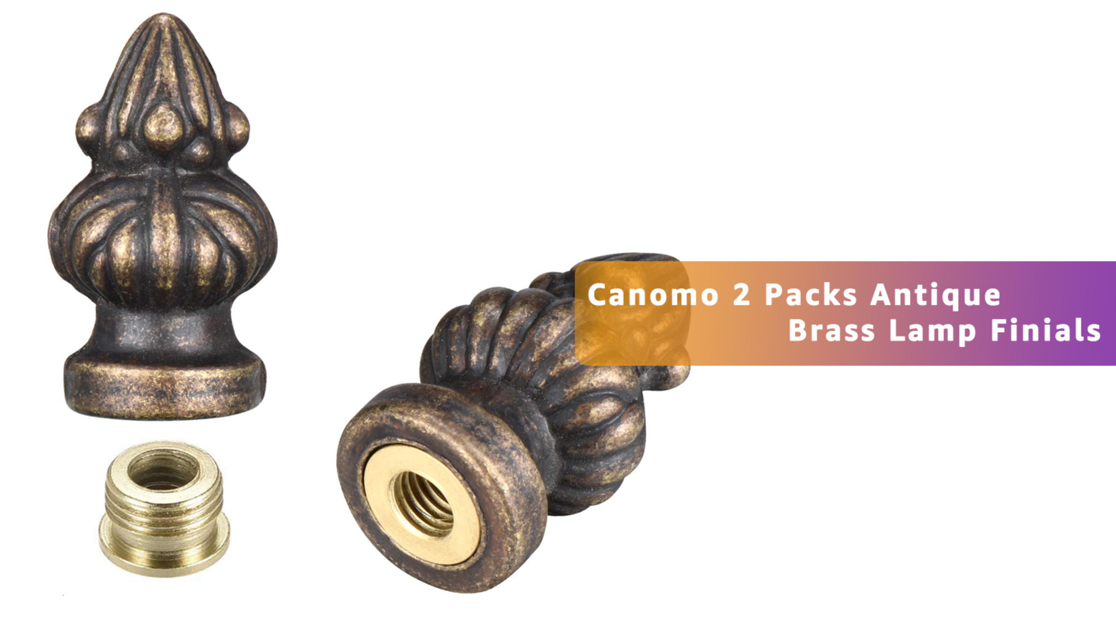 Image of Canomo 2 Packs Lamp Finial Cap Knob Lamp Decoration for Lamp Shade, Antique Brass, 1-3 /8 Inches (Small Size)