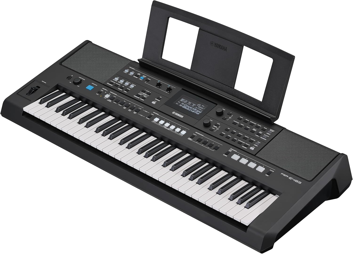 PSR-E483, 61-Key Touch-Sensitive Portable Keyboard with Sound, Music Rest and Power Adapter | Music Rest and Power Adapter