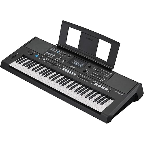 Yamaha PSR-E483, 61-Key Touch-Sensitive Portable Keyboard with Sound, Music Rest and Power Adapter