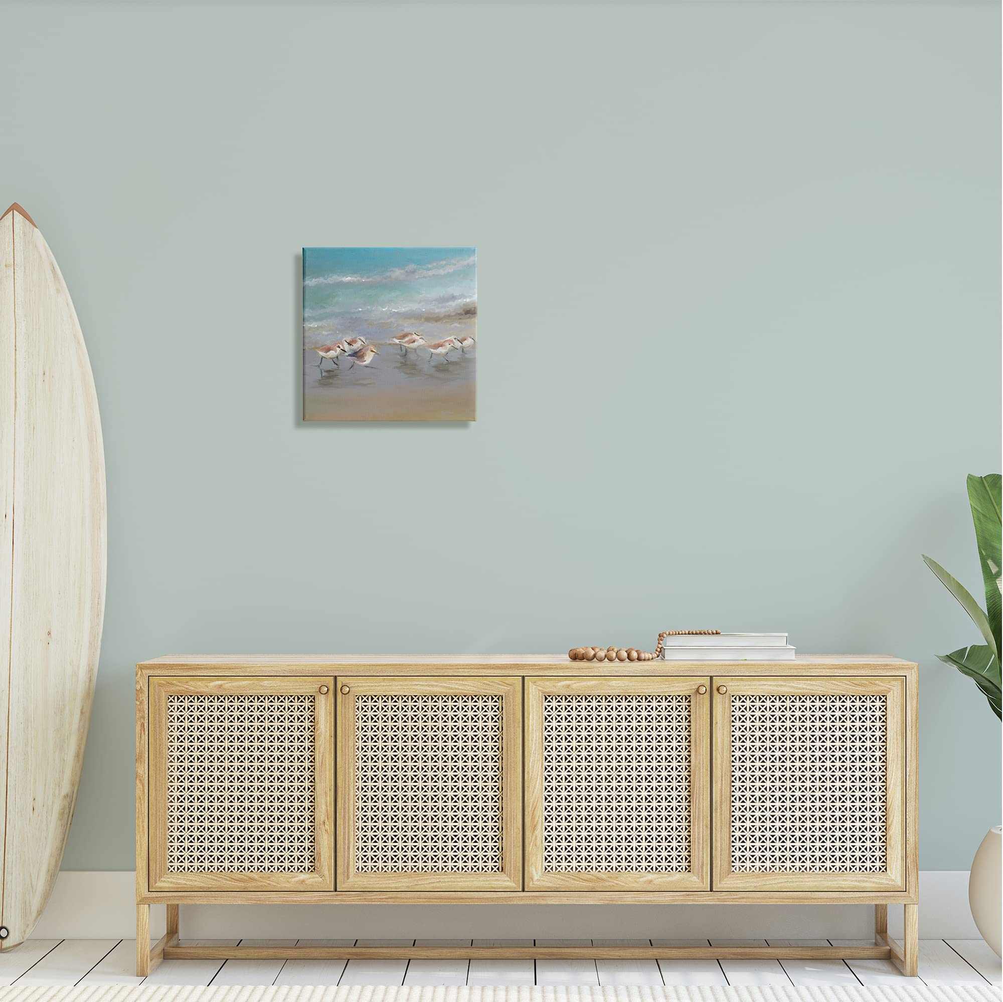Stupell Industries Coastal Sandpipers Beach Waves Shore Canvas Wall Art ...