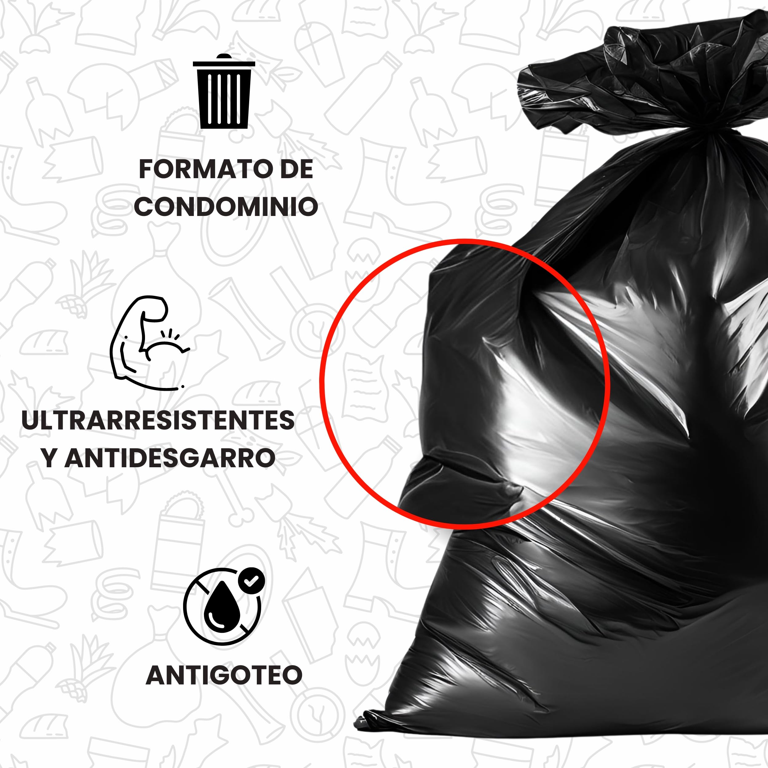 FRIO - 200 bolsas de basura negras grandes, 150 litros, sacos para residuos comunitarios formato ahorro para cubo de reciclaje, con asas de cierre; bolsas de basura 80x120 cm, multicapa, resistentes