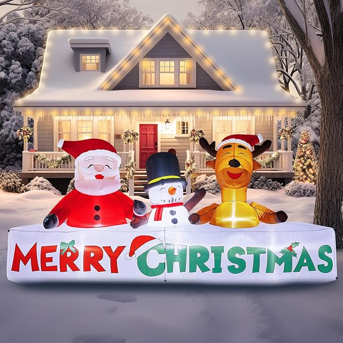Amazon.com: Minetom 10 FT Christmas Inflatable Merry Christmas Sign ...