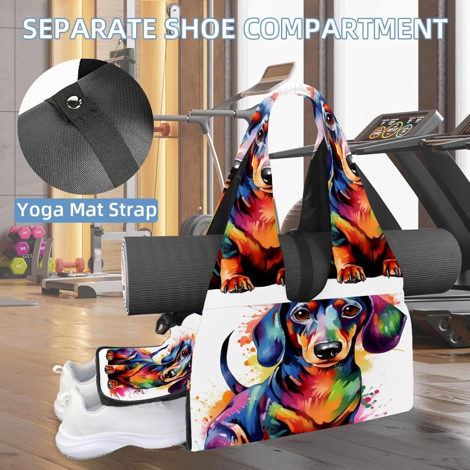 Gym Bag for Women, Crow Autumn Tree Yoga Mat Bag with Shoe Compartment, Sport Yoga Gym Bag with Yoga Strap, Carryall Yoga Tote Bag
