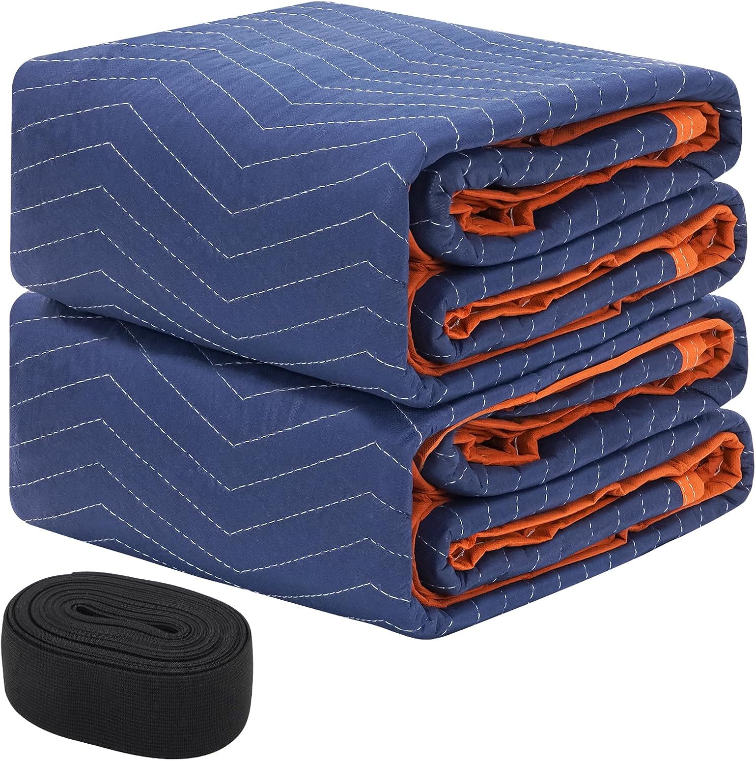 2 Pack Moving Packing Blankets- 72x80 in (8.8lb/dz) Heavy Duty Moving Pads for Furniture Protection Professional Quilted Cargo Shipping Furniture Blankets for Packing, Blue