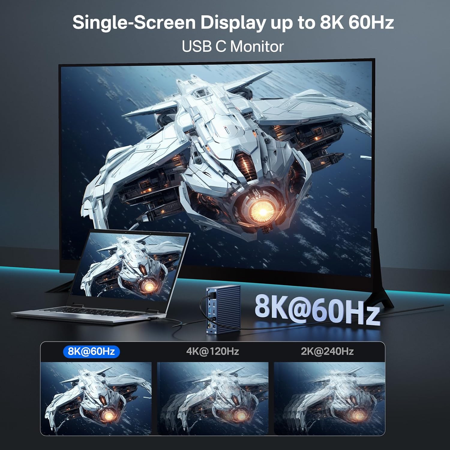 Single 8K 60Hz display setup with ACASIS docking station