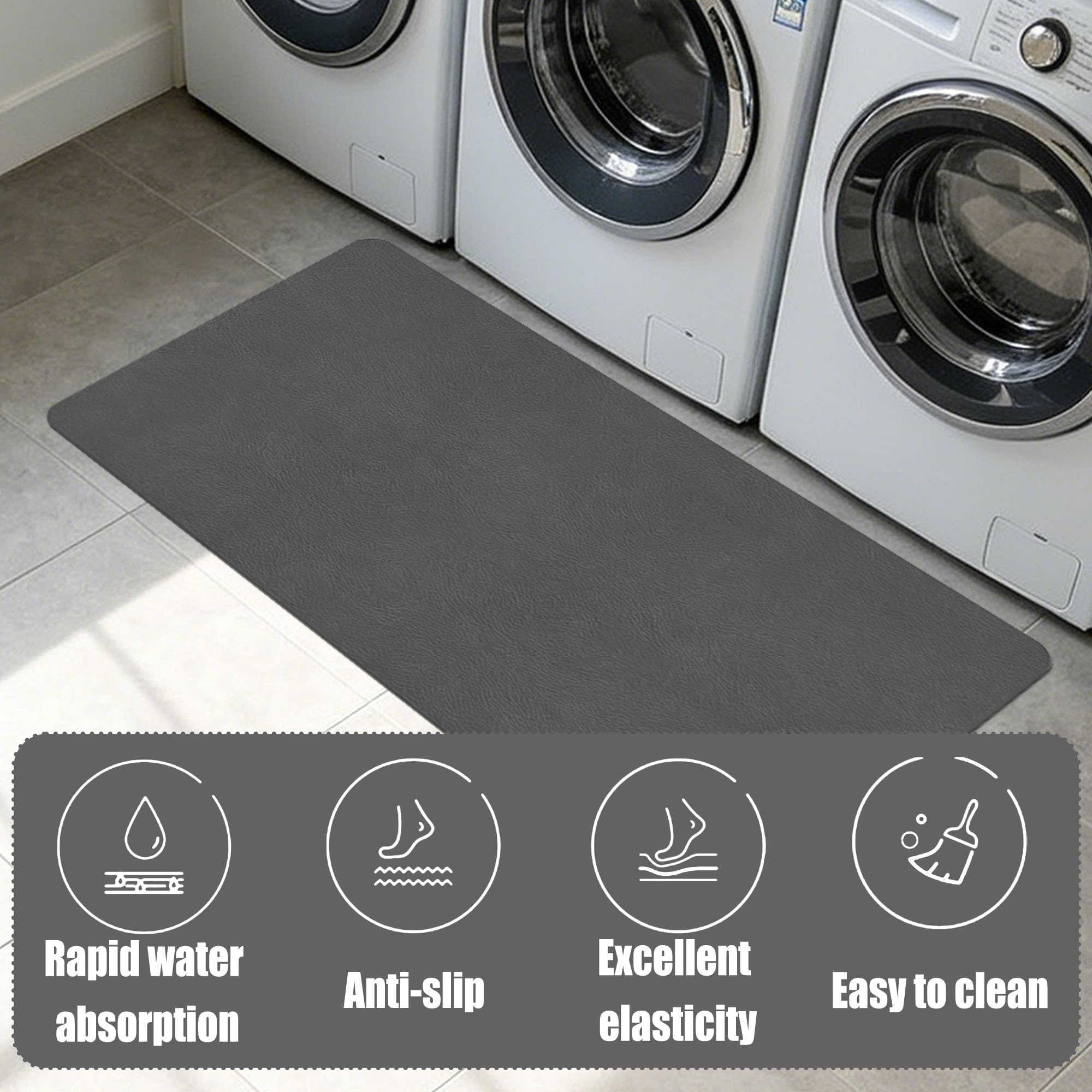Tappeto Bagno Diatomite 50 x 120 cm Antiscivolo Tappetini da Bagno per Doccia Antimuffa per Pavimento Del Cucina, Piatti, Piante O Animali Domestici, Grigio Scuro