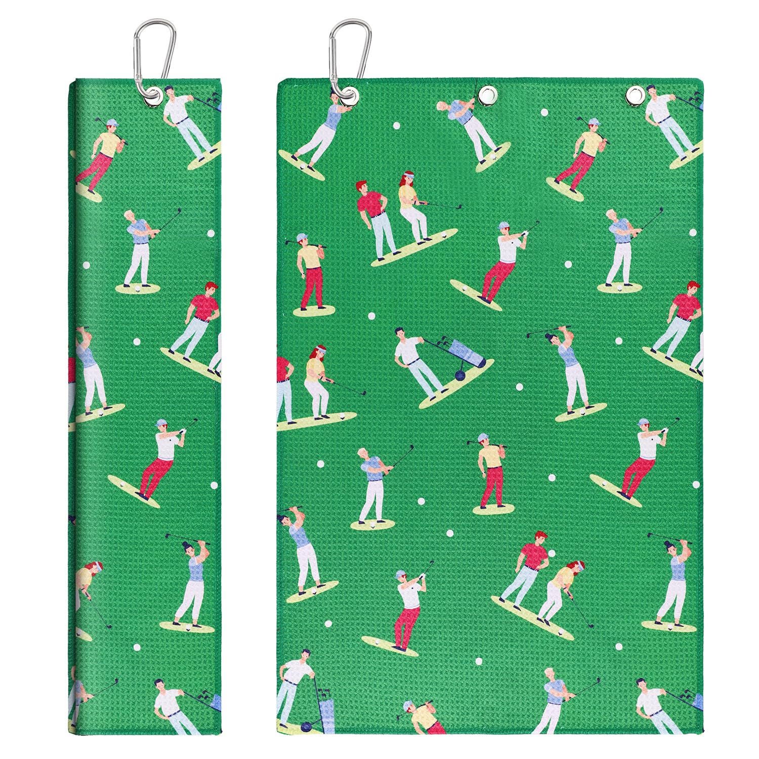 Asciugamano da Golf 60x40cm Microfibra Ricamato con Moschettone Assorbente a Nido d'Ape Accessori Sportivi